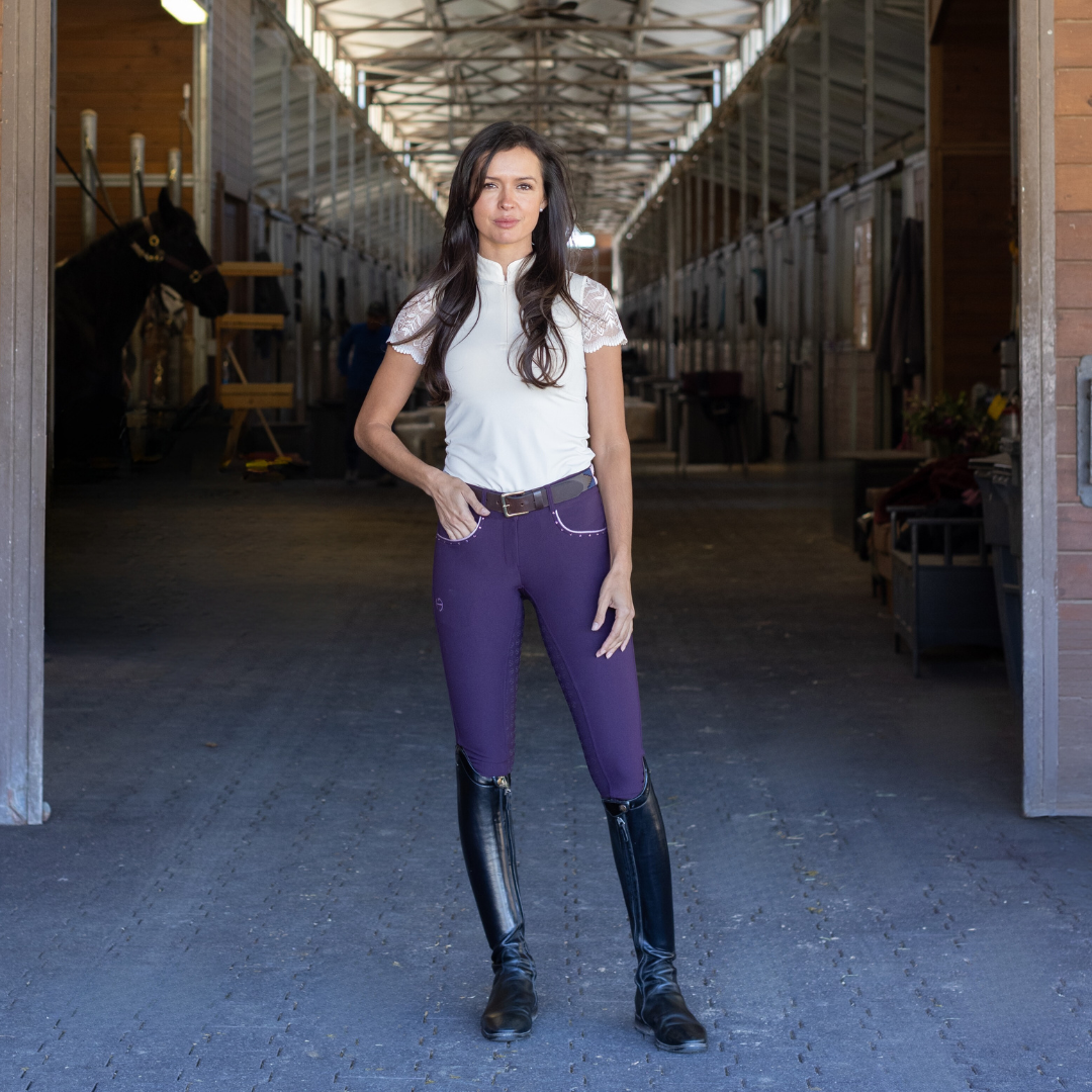 Halter Ego® Evolution Full Seat Breeches - Dark Plum - MID WAIST