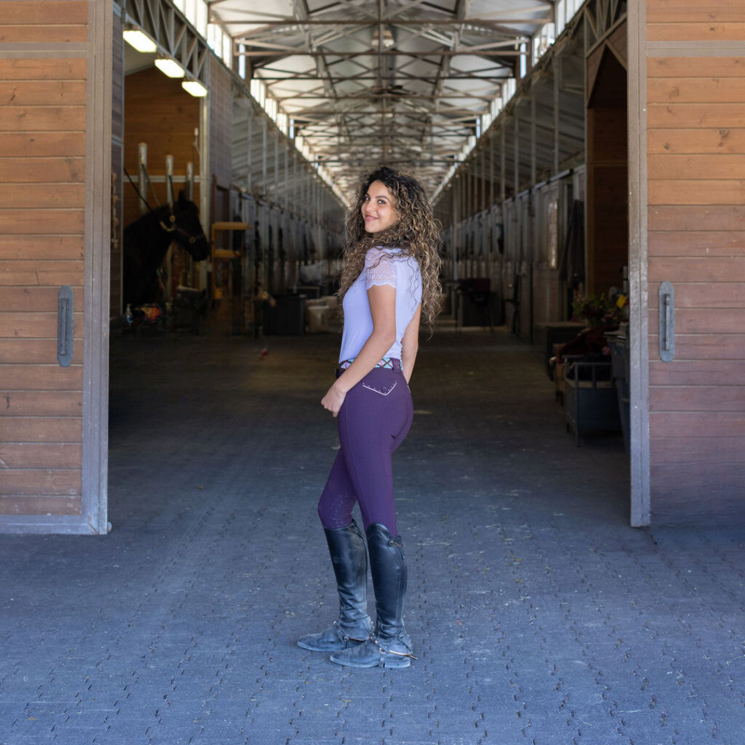 Halter Ego® Halter Ego® Evolution Knee Patch Breeches - Dark Plum