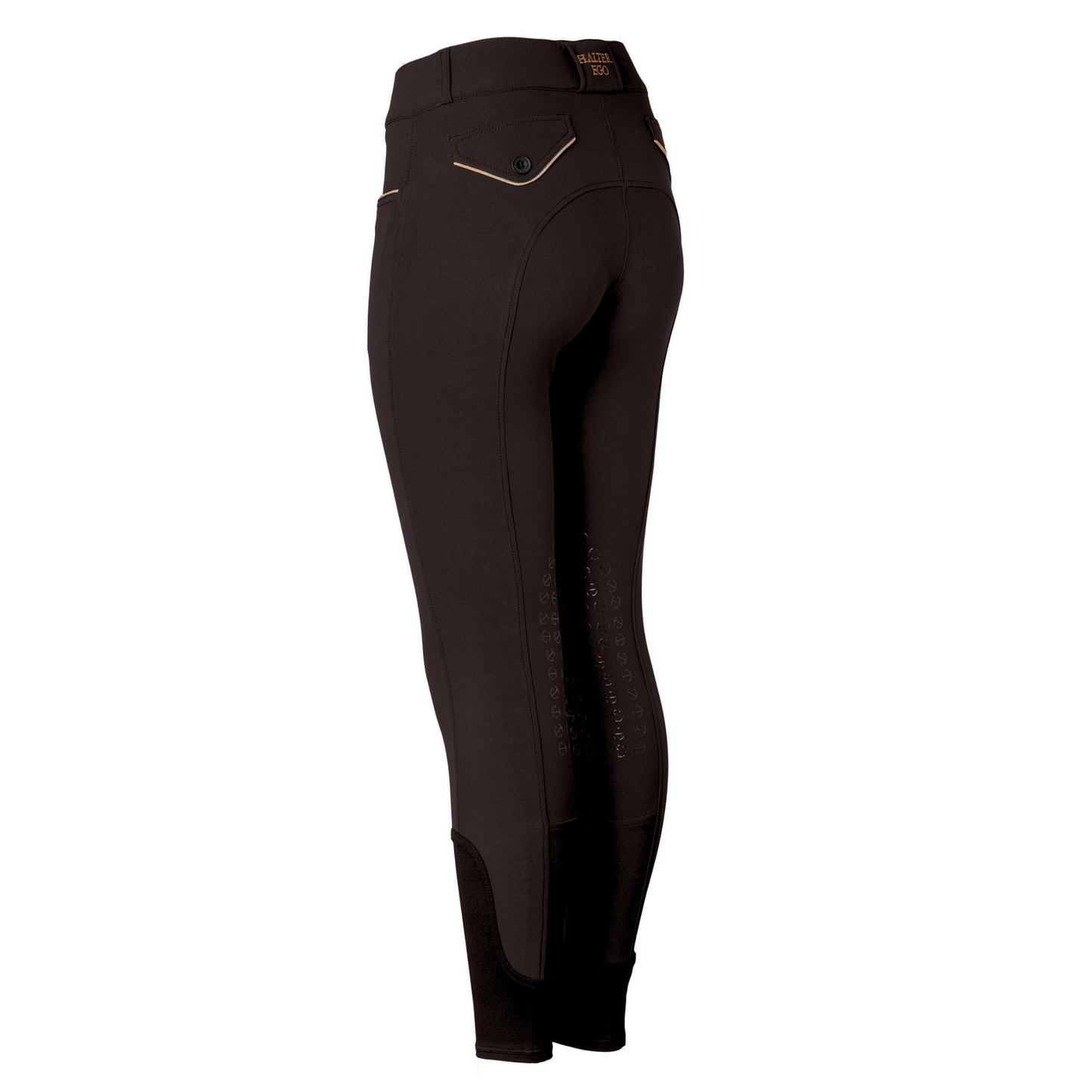 Halter Ego® Evolution Knee Patch Breeches - Black + Rose Gold