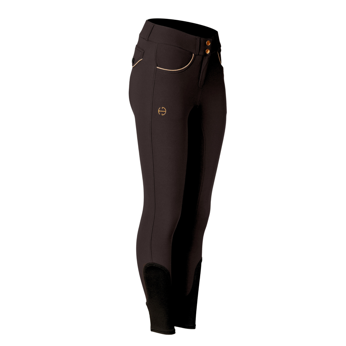 Halter Ego® Evolution Knee Patch Breeches - Black + Rose Gold