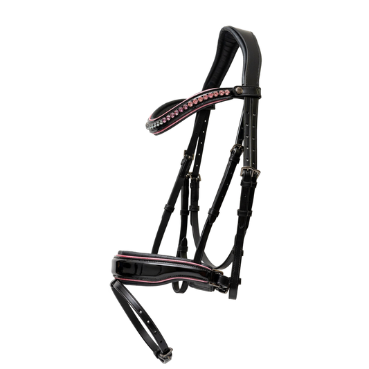Halter Ego The Ellie Black Patent Leather Snaffle Bridle With Removable Flash