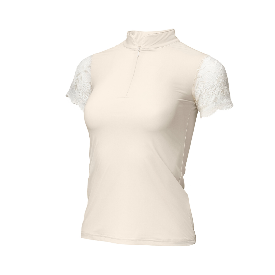 Halter Ego® Charlie Short Sleeve Lace Riding Shirt - Ecru
