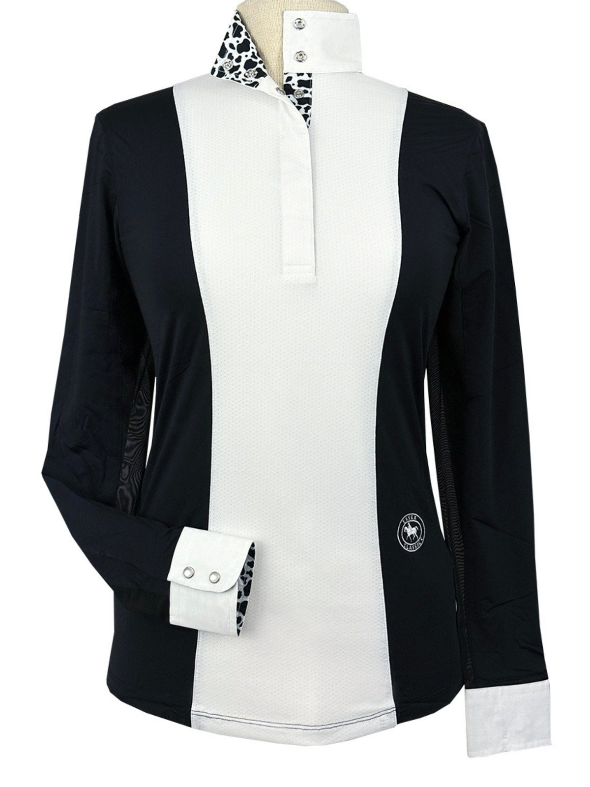 Essex Classics - Ladies "Luna II" Black with Cows Long Sleeve Performance Show Shirt