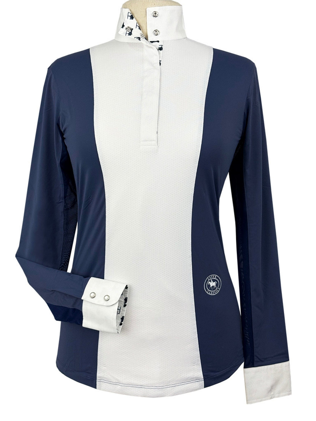 Essex Classics - Ladies "Luna II" Marine Blue with Golf Carts Long Sleeve Performance Show Shirt