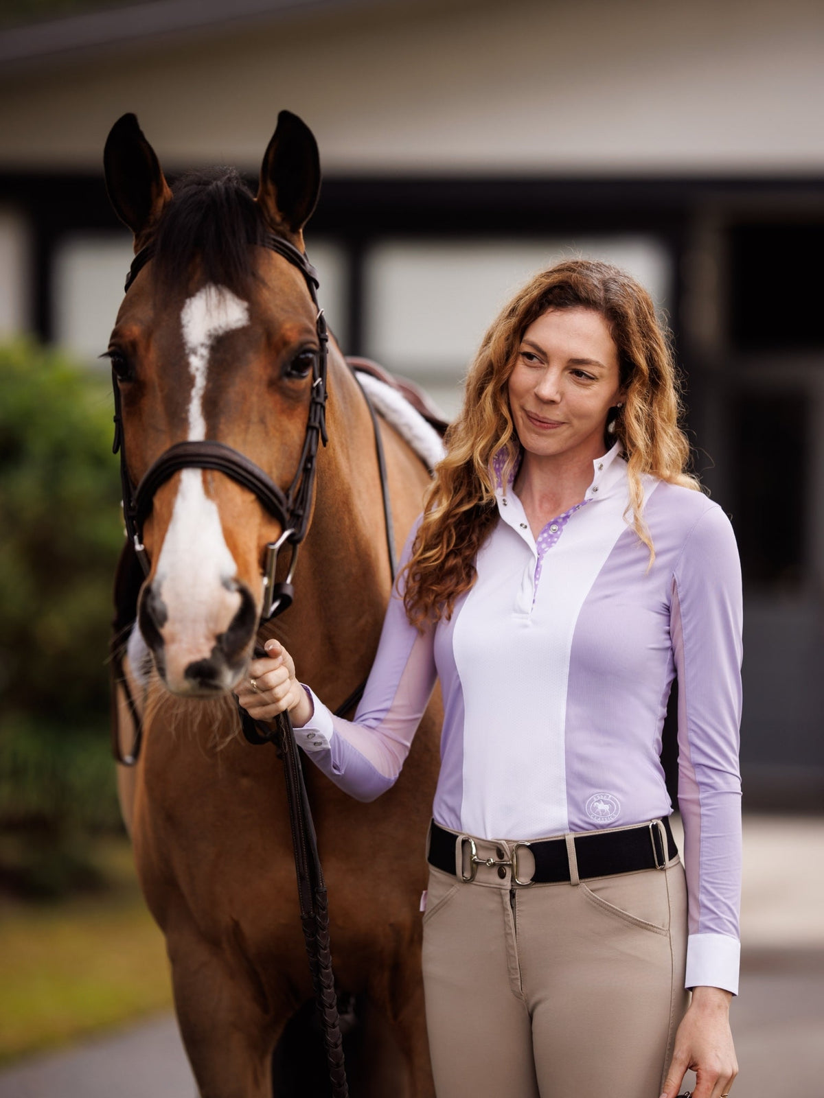Essex Classics - Ladies "Luna II" Lavender with Daisy Delight Long Sleeve Performance Show Shirt