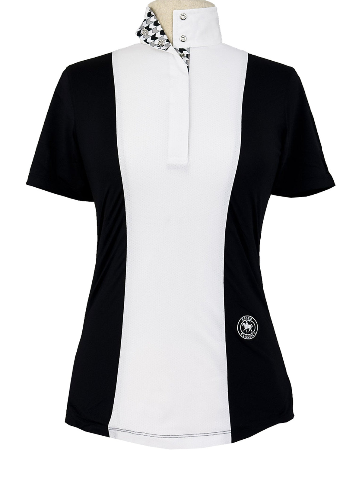 Essex Classics - Ladies "Luna II" Black with Geometric Short Sleeve Performance Show Shirt