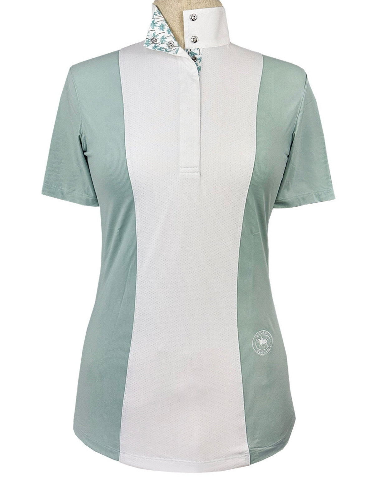 Essex Classics - Ladies "Luna II" Seafoam with Palm Trees Short Sleeve Performance Show Shirt