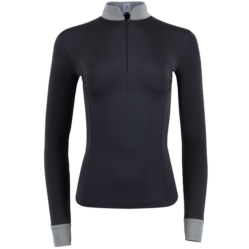 Halter Ego® Halter Ego®Roxana - Black & Luxe Gray Long Sleeve Riding Shirt