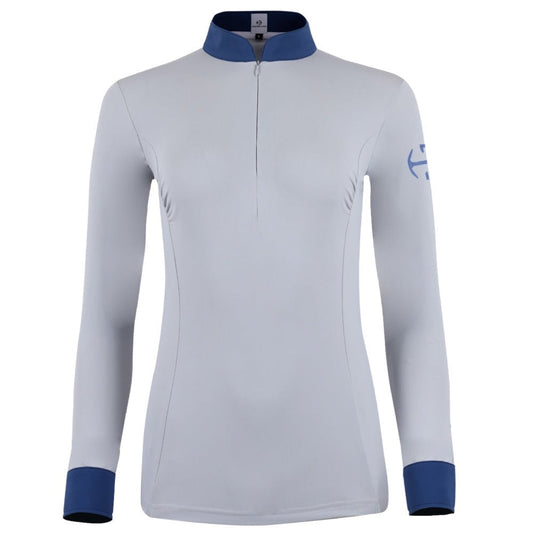 Halter Ego® Roxana - French Gray & Cadet Blue Long Sleeve Riding Shirt
