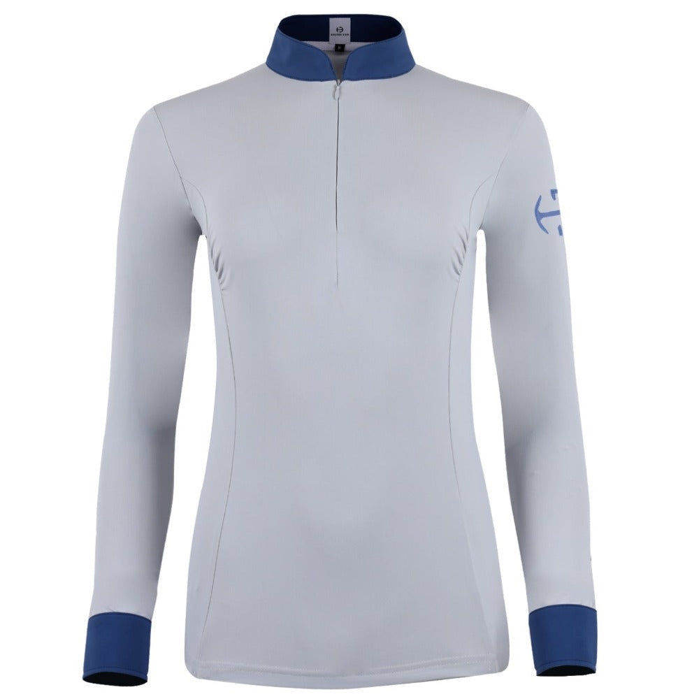 Halter Ego® Halter Ego®Roxana - Black & Luxe Gray Long Sleeve Riding Shirt