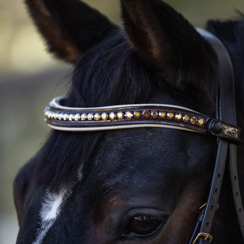 Halter Ego® The Catalonia Metallic Bronze Leather Snaffle Bridle with Removable Flash