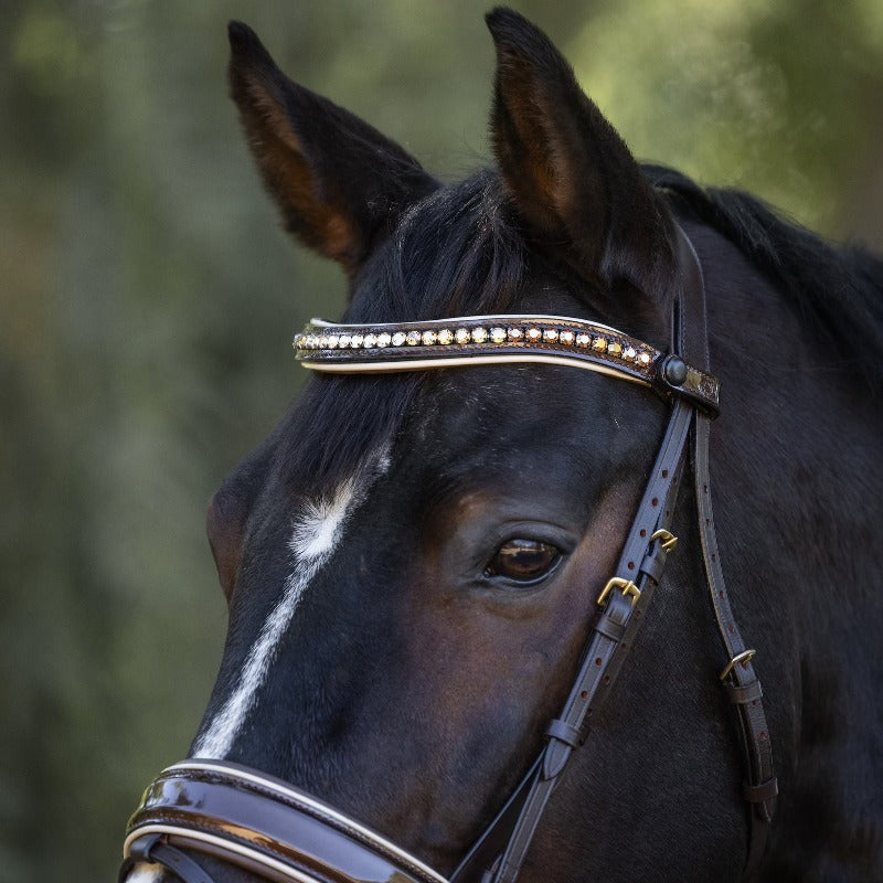 Halter Ego® The Catalonia Metallic Bronze Leather Snaffle Bridle with Removable Flash